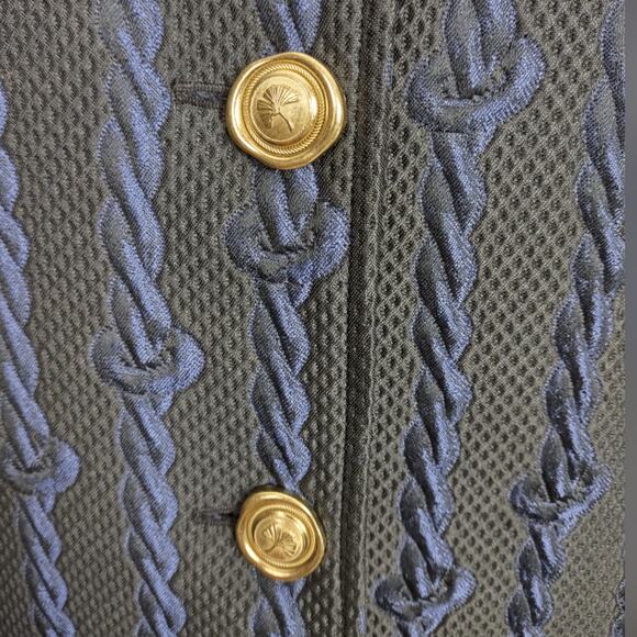 3.1 Phillip Lim Brocade Cable Print Varsity Bomber Black & Blue Jacket Size 4 - Picture 15 of 16